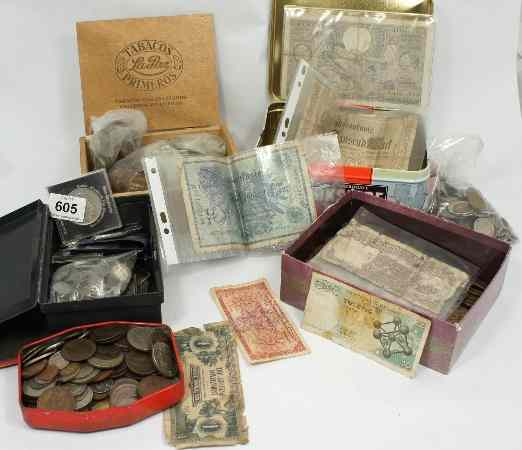 Appraisal: A collection of various coins and bank notes comprising Penny's