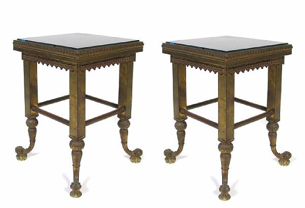 Appraisal: A pair of gilt brass low occasional tables height in