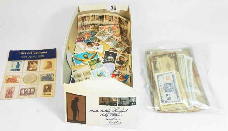 Appraisal: A Collection of Vintage Foreign Bank Notes and Stamps