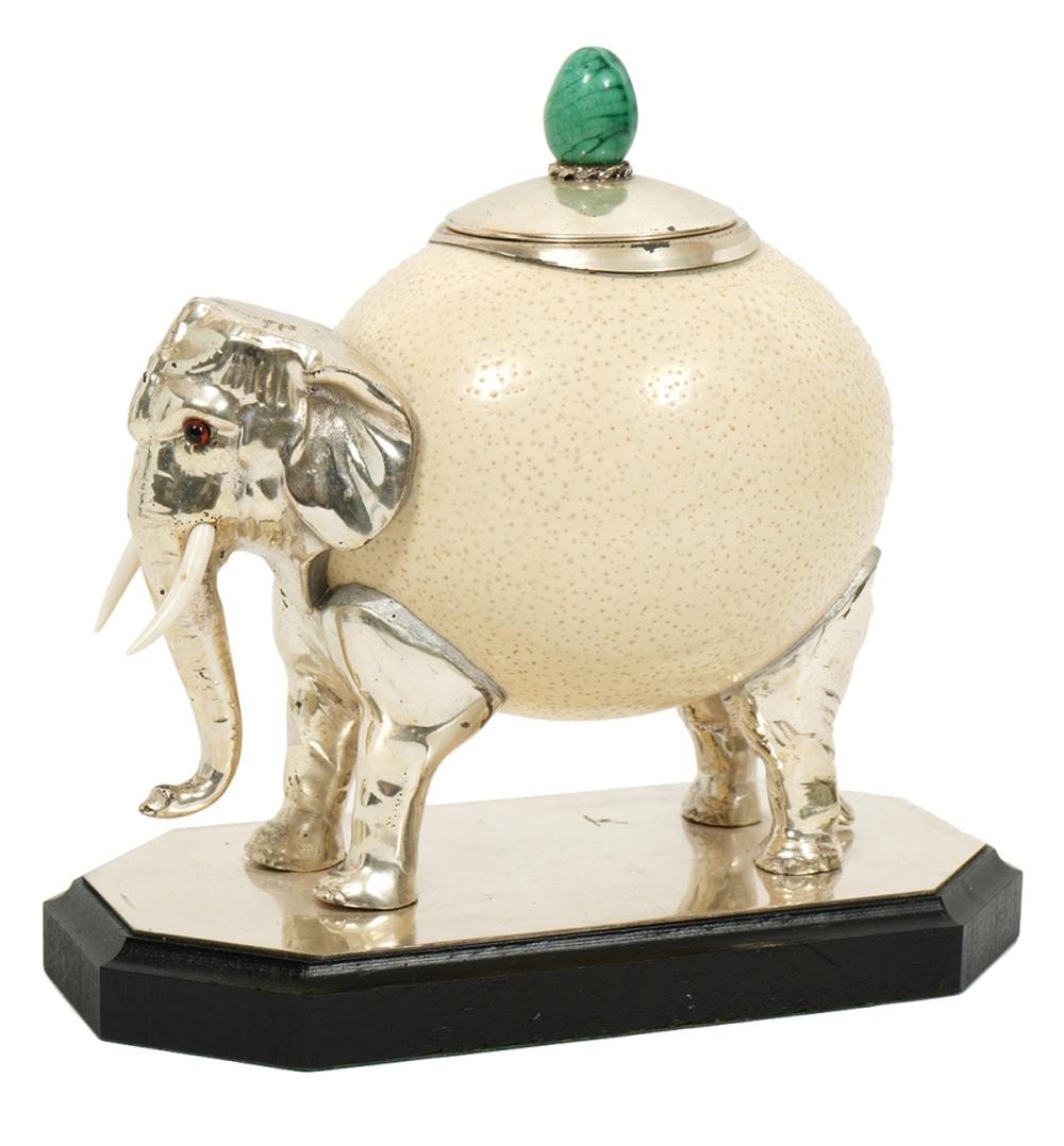 Appraisal: ANTHONY REDMILE OSTRICH EGG ELEPHANT VESSELAnthony Redmile British - Ostrich