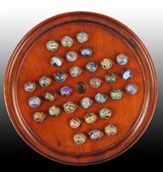 Appraisal: Solitaire Marble Board with Swirl Marbles Condition Near Mint Plus