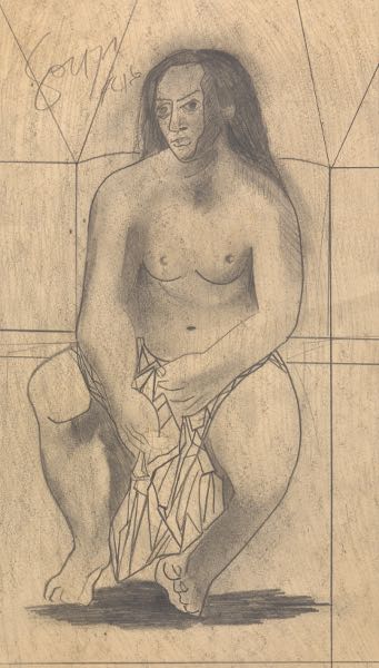 Appraisal: FRANCIS NEWTON SOUZA INDIAN - x Untitled Seated Woman Pencil