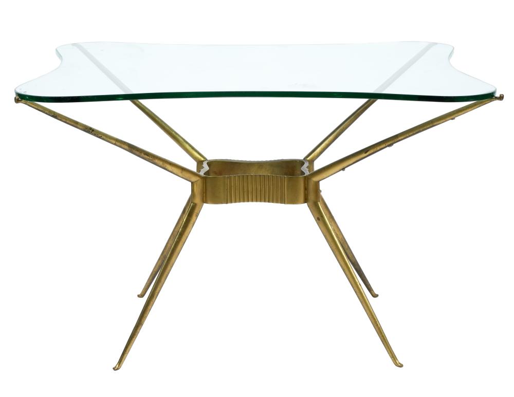 Appraisal: ITALIAN MID-CENTURY MODERN COCKTAIL TABLEbrass and glass unsigned the top