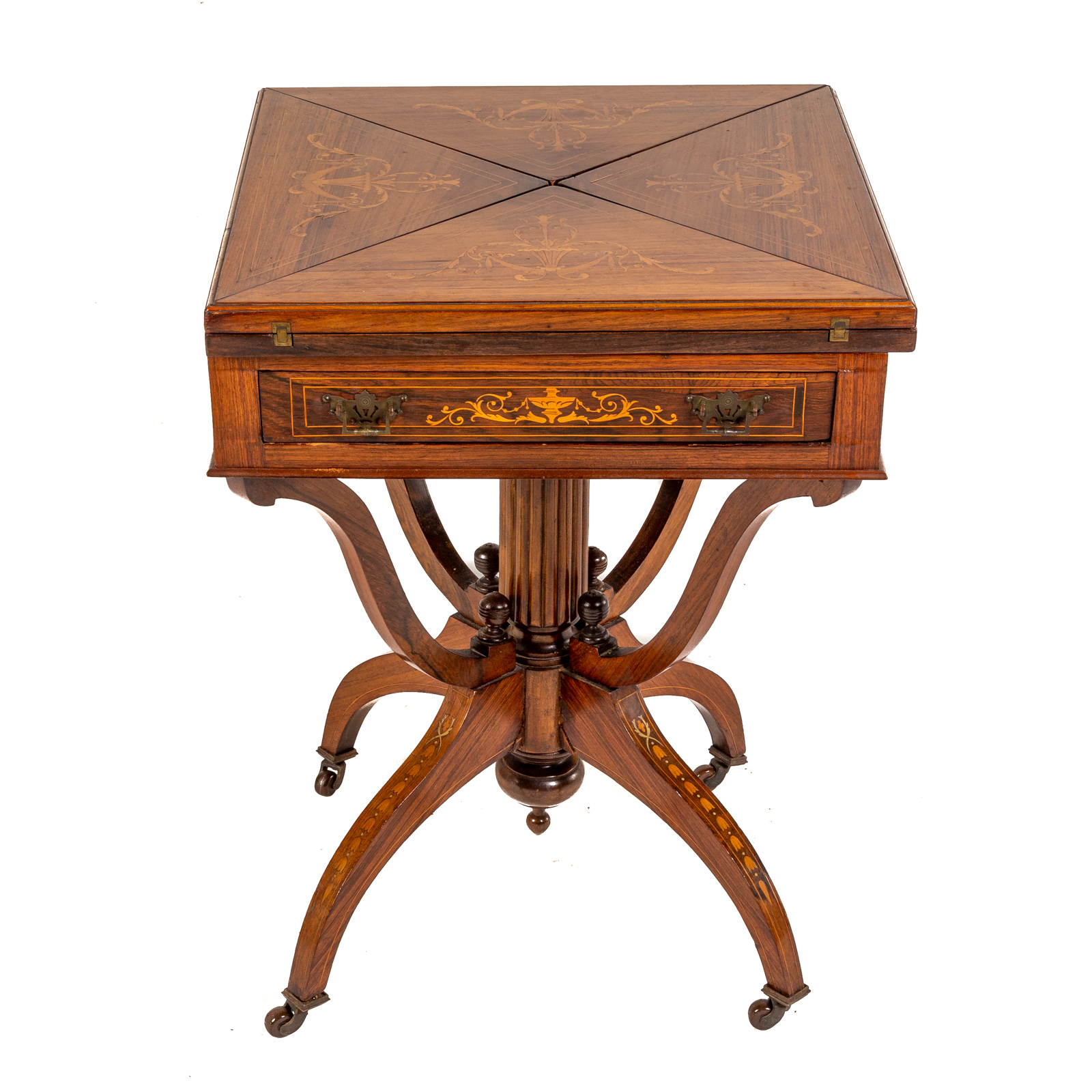 Appraisal: EDWARDIAN REGENCY STYLE ROSEWOOD ENVELOPE TABLE Late early th century