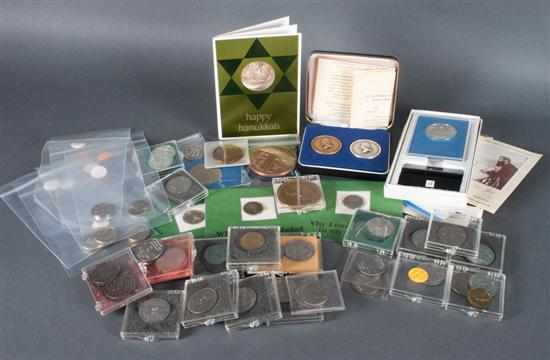 Appraisal: Israel Assortment of greetings tokens silver souvenir medallions and other