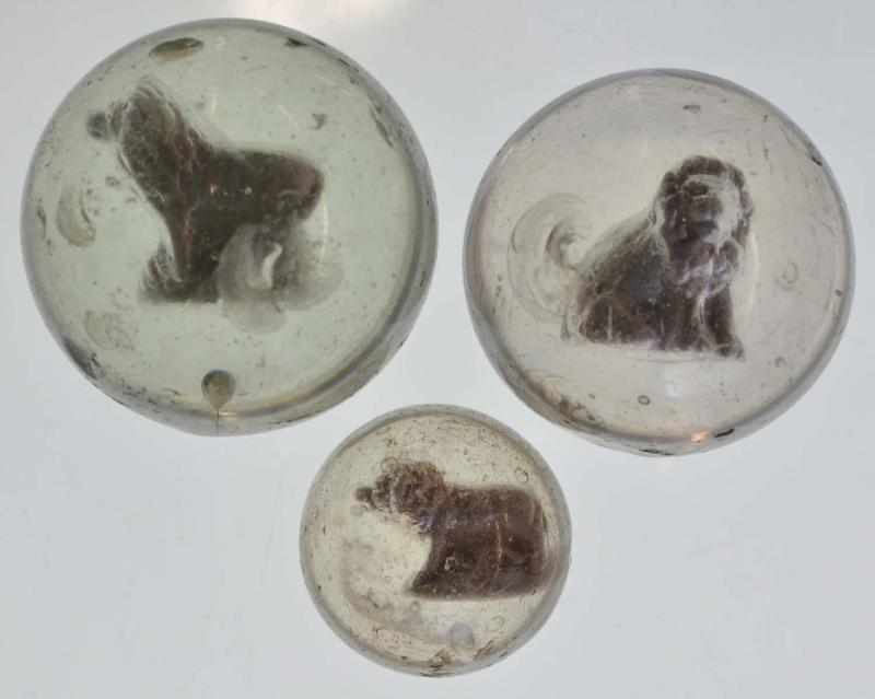 Appraisal: Lot of Sulphide Marbles Description Includes three lions in different