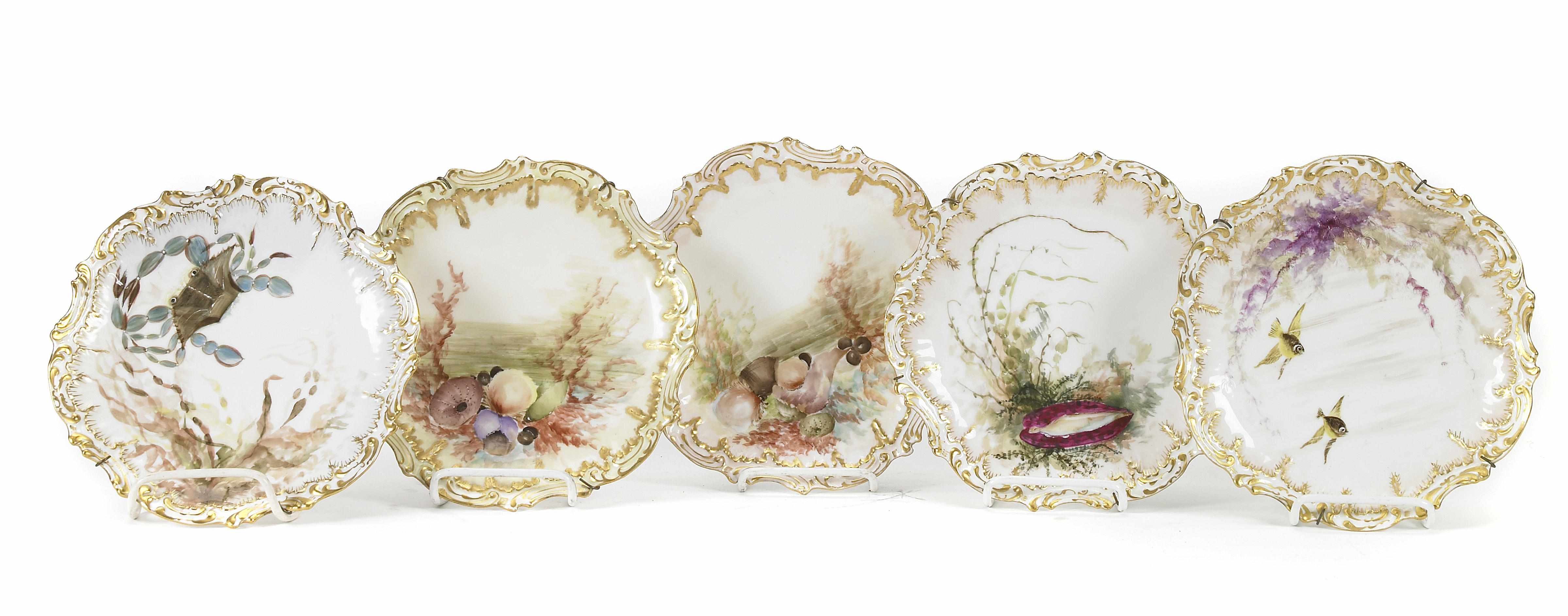 Appraisal: A group of eleven French porcelain plates decorated with fish