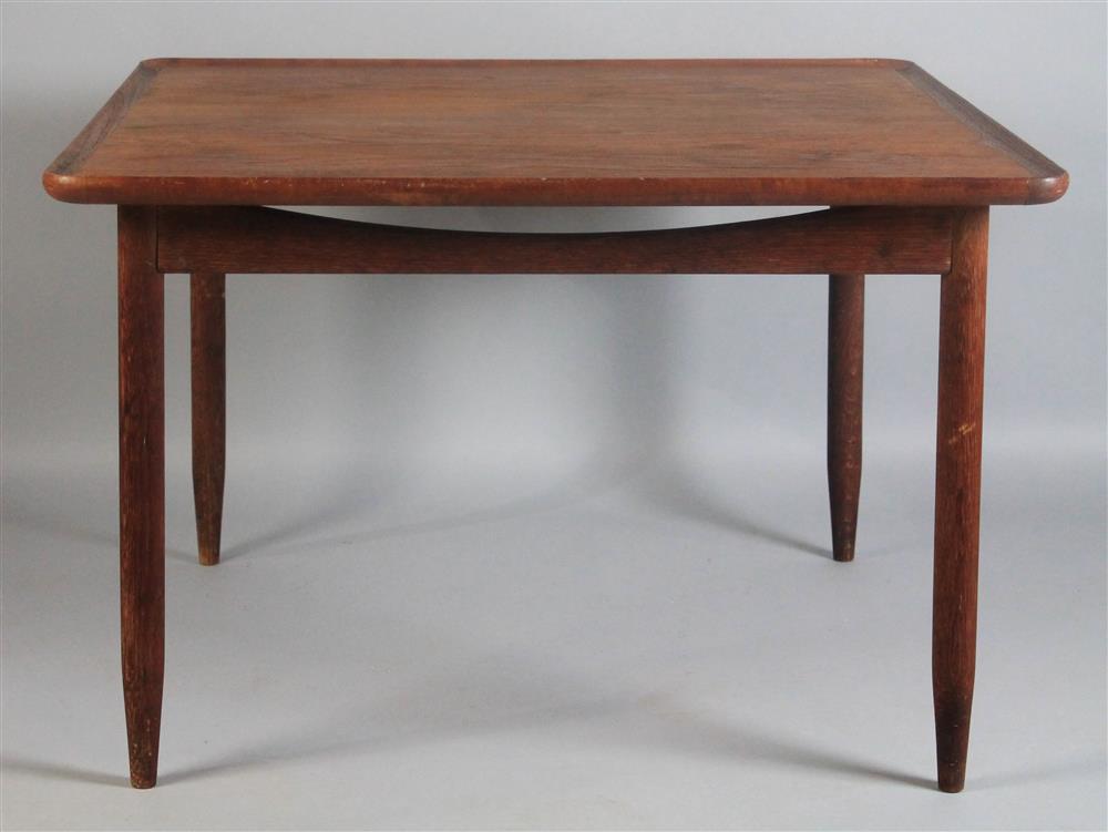 Appraisal: DANISH MODERN TEAK AND OAK SQUARE COFFEE TABLE with raised