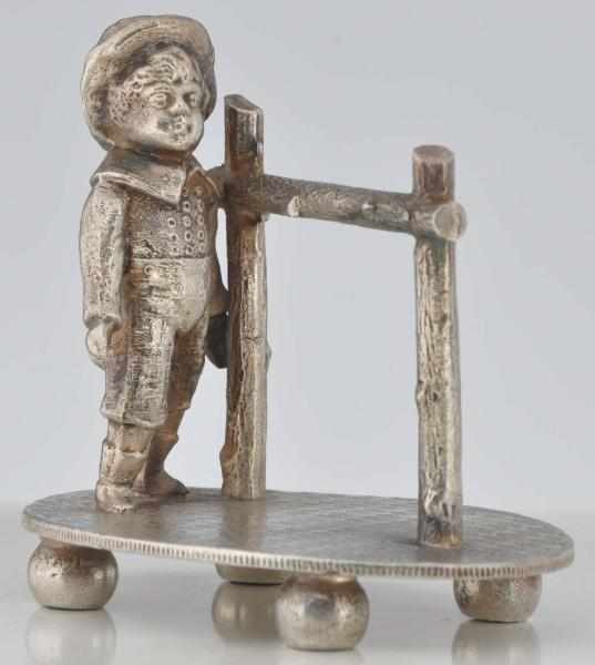 Appraisal: Kate Greenaway Boy by Fence Figural Napkin Ring By James