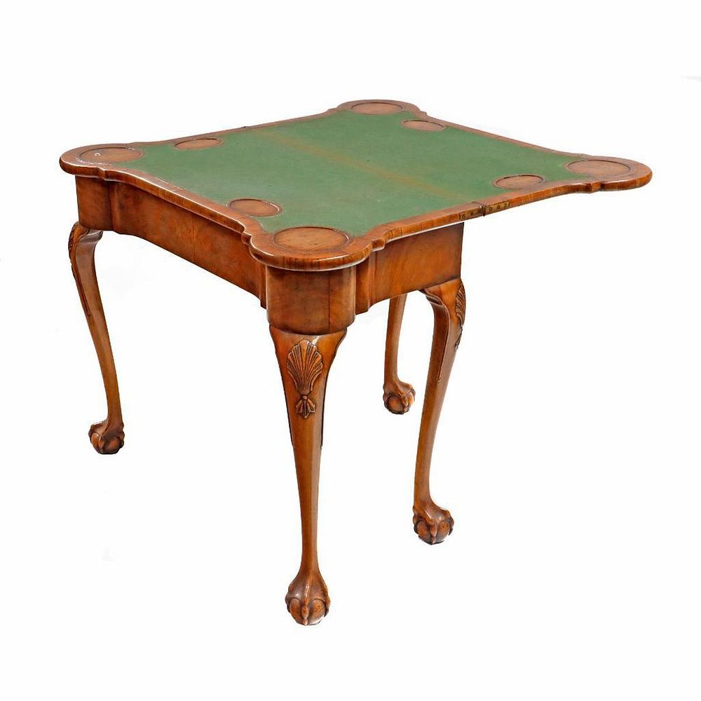 Appraisal: George III Games Table The fold over herringbone banded top