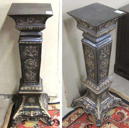 Appraisal: PAIR OF PATINATED BRONZE PEDESTALS each of square columnar form