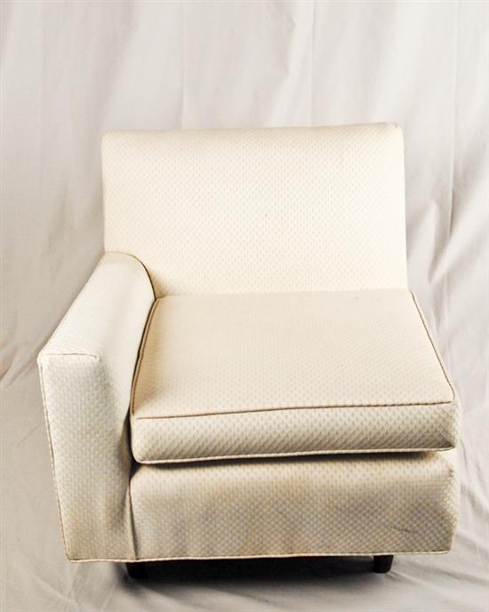 Appraisal: Jens Rissom White Reupholstered Chair Half Sofa Unsigned Consignor has