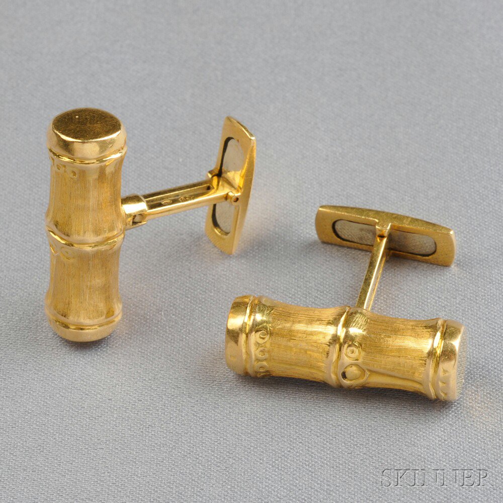 Appraisal: kt Gold Cuff Links of bamboo form dwt Estimate -