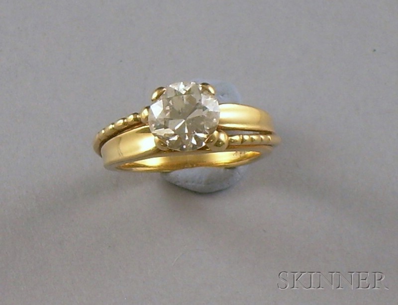 Appraisal: kt Gold and Diamond Solitaire approximately cts size off-color