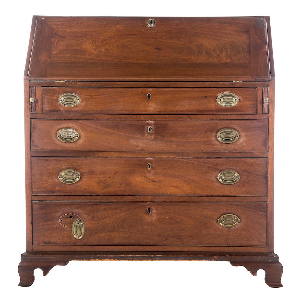 Appraisal: Chippendale Walnut Slant-front Desk Pennsylvania th century fitted compartment with