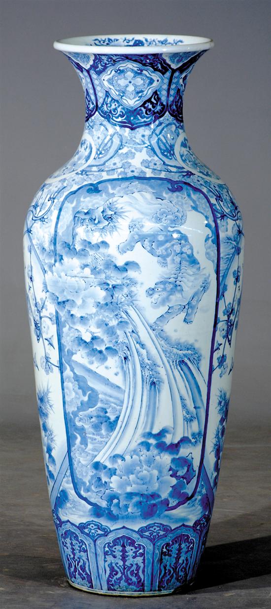 Appraisal: Monumental Chinese blue and white palace urn ovoid form with