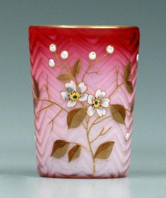 Appraisal: Decorated mother-of-pearl tumbler herringbone pattern satin glass with gilt and