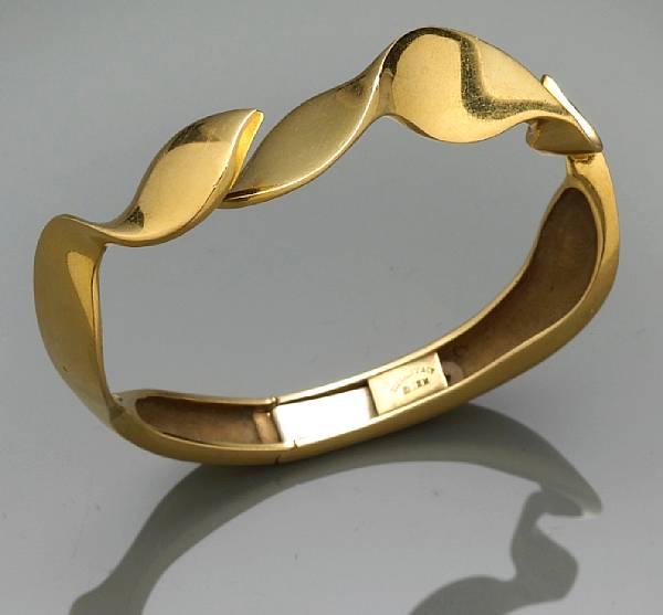 Appraisal: An eighteen karat gold bangle Tiffany amp Co signed Tiffany