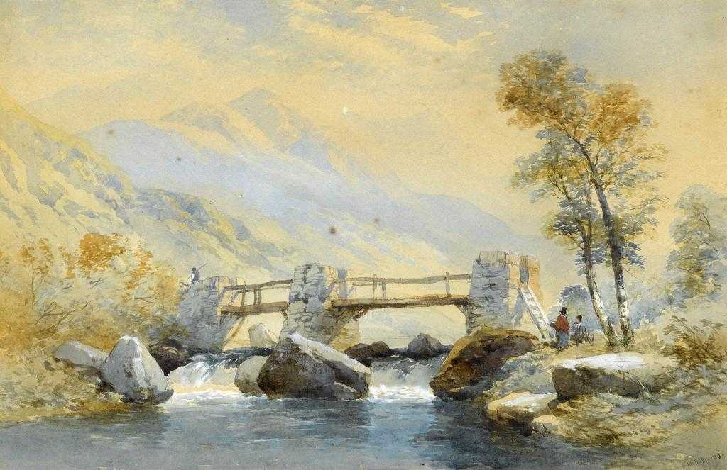 Appraisal: THOMAS CHARLES LEESON ROWBOTHAM NWS - FIGURES ON A BRIDGE