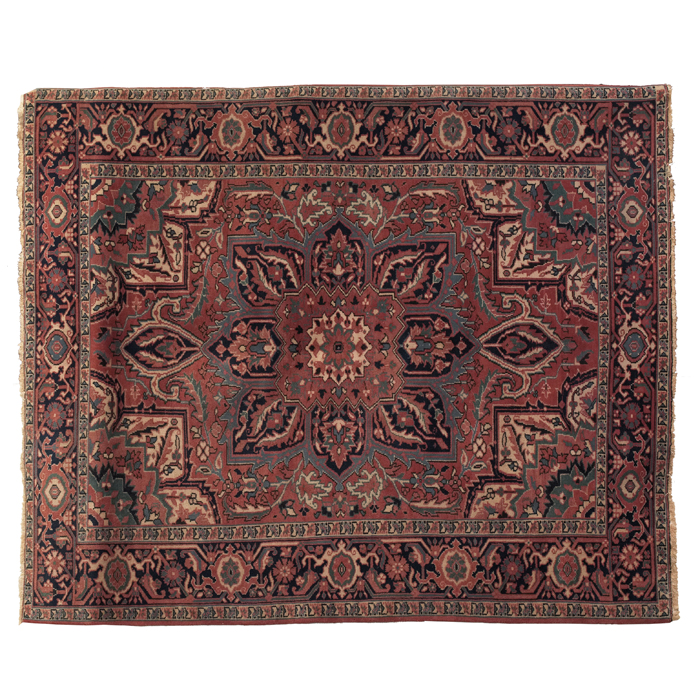 Appraisal: Heriz rug c floral design with a central medallion minor