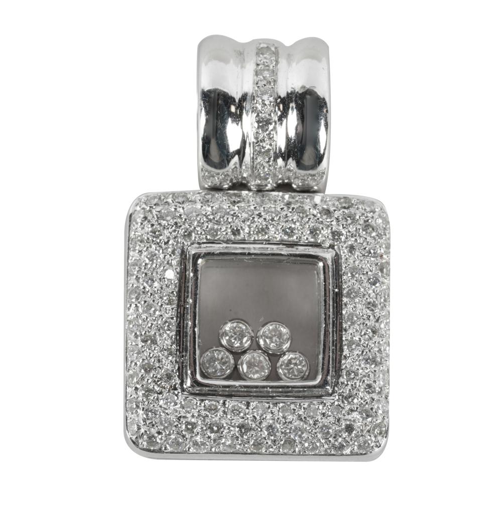 Appraisal: KARAT WHITE GOLD DIAMOND PENDANTcontaining five full-cut diamonds G-I VS-SI