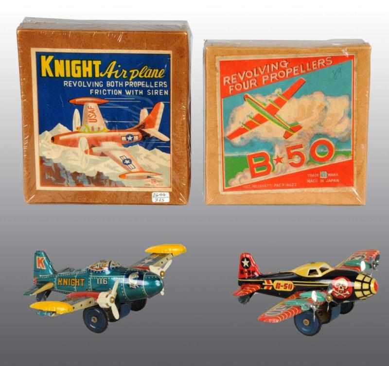 Appraisal: Lot of Tin Military Plane Friction Toys Description Japanese Working