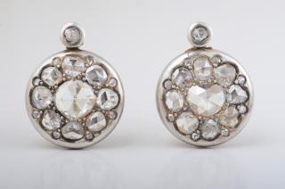 Appraisal: Antique Diamond Earrings Antique silver and gold rose cut diamond