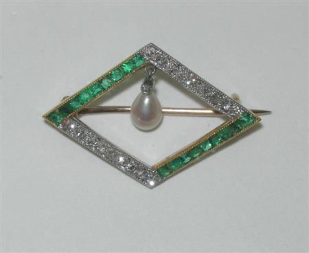 Appraisal: An early th century multi-gem set brooch of open lozenge