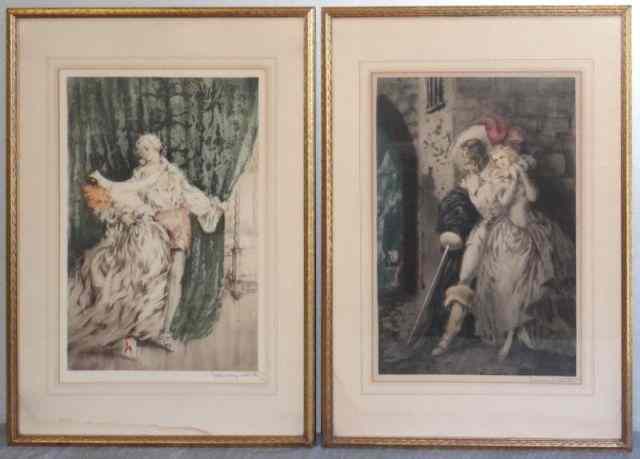 Appraisal: ICART Louis Two Color Drypoint Etchings ''Casanova'' - pencil signed