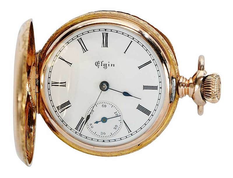 Appraisal: Elgin kt Pocket Watch mm case black Roman numeral hour