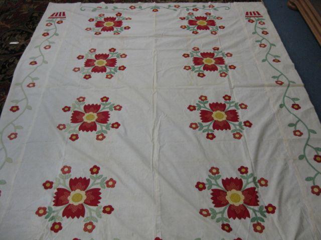 Appraisal: Antique Handmade Quilt Top basket of flowers