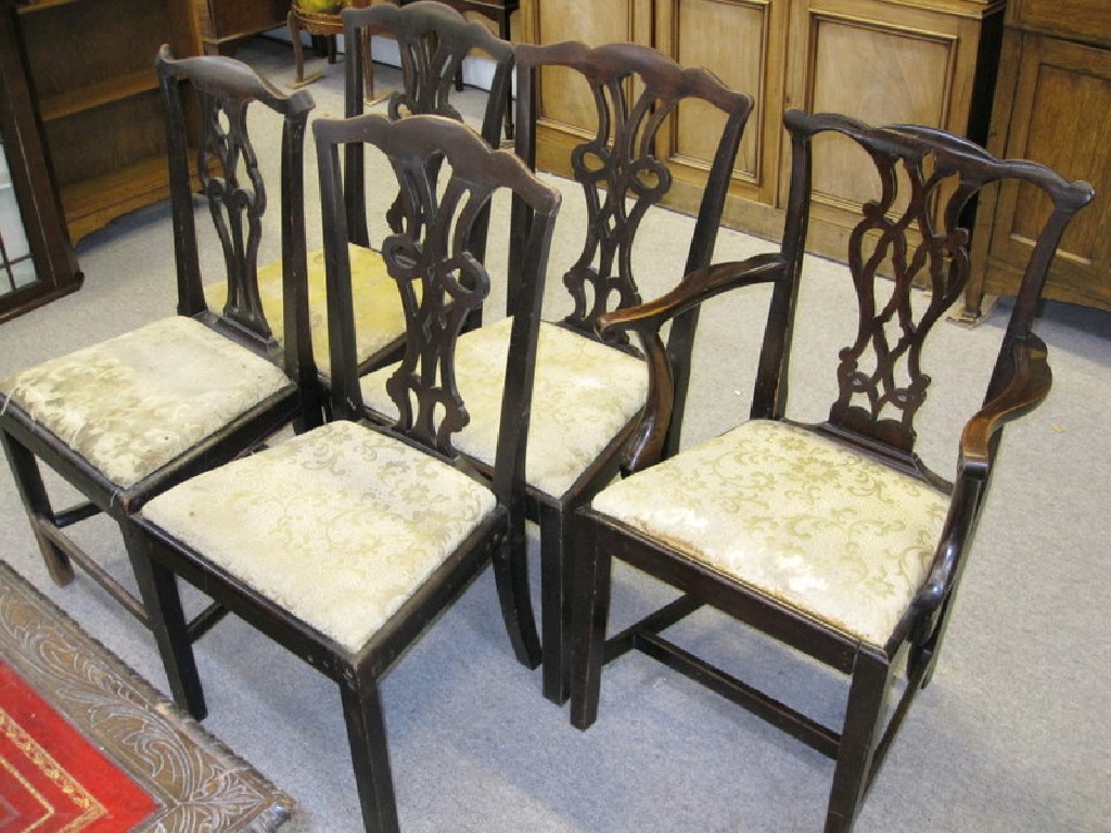 Appraisal: Three mahogany dining chairs another dining chair and a carver