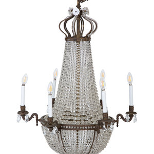 Appraisal: A Continental Six-Light Gilt Bronze and Crystal Swag Chandelier th