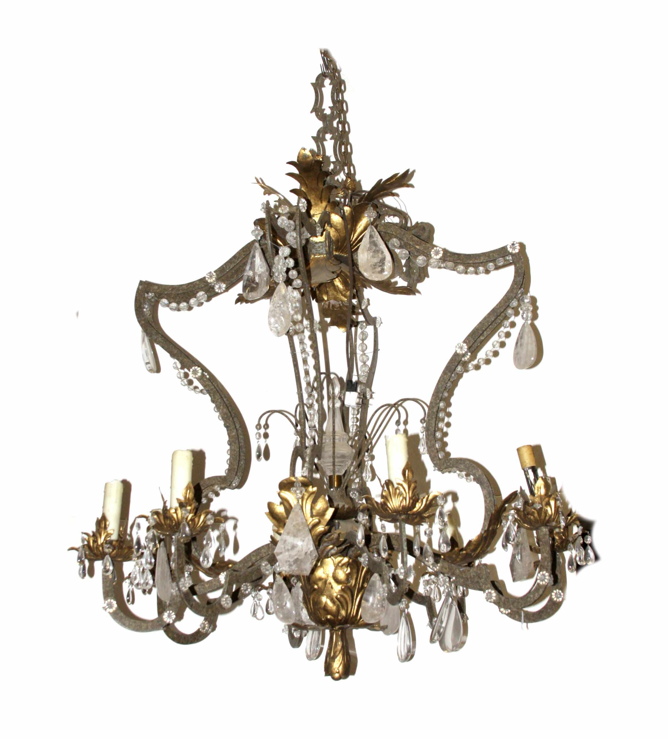 Appraisal: A rock crystal and cut glass six light chandelier Murray's