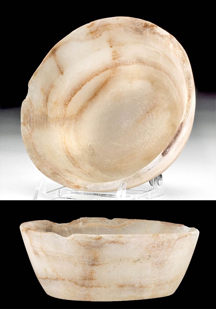 Appraisal: Egyptian Late Dynastic Alabaster Offering Bowl Egypt Late Dynastic Period