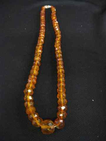 Appraisal: Amber Necklace faceted beads '' long graduated