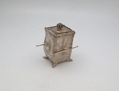 Appraisal: A late-Victorian novelty sedan chair tea canister with import marks