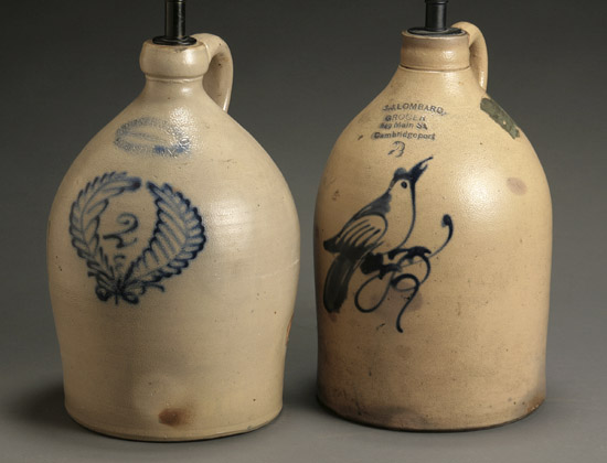 Appraisal: Two American Cobalt Blue Decorated Salt Glazed Stoneware Two-Gallon Jugs