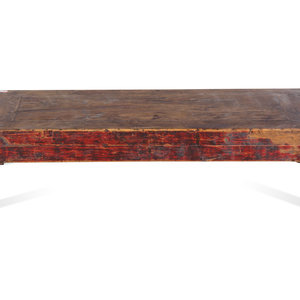 Appraisal: A Chinese Carved Low Table with Old Paint Remnants in