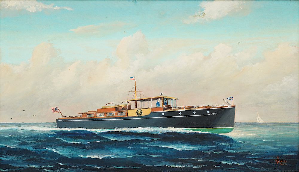 Appraisal: Joe Selby 'Sea Bee' Yacht Oil Painting Joe Joseph Selby