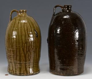 Appraisal: Southern Alkaline Glaze Stoneware Jugs Pair of Georgia alkaline glaze