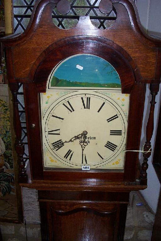 Appraisal: A th century oak longcase clock cross banded in walnut