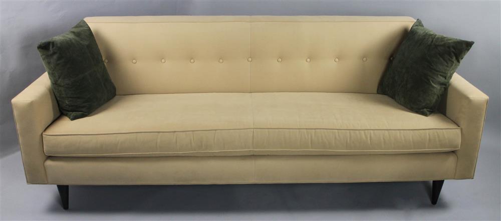 Appraisal: SHENANDOAH CO CLASSIC MID-CENTURY MODERN STYLE TAUPE BUTTON BACK UPHOLSTERED