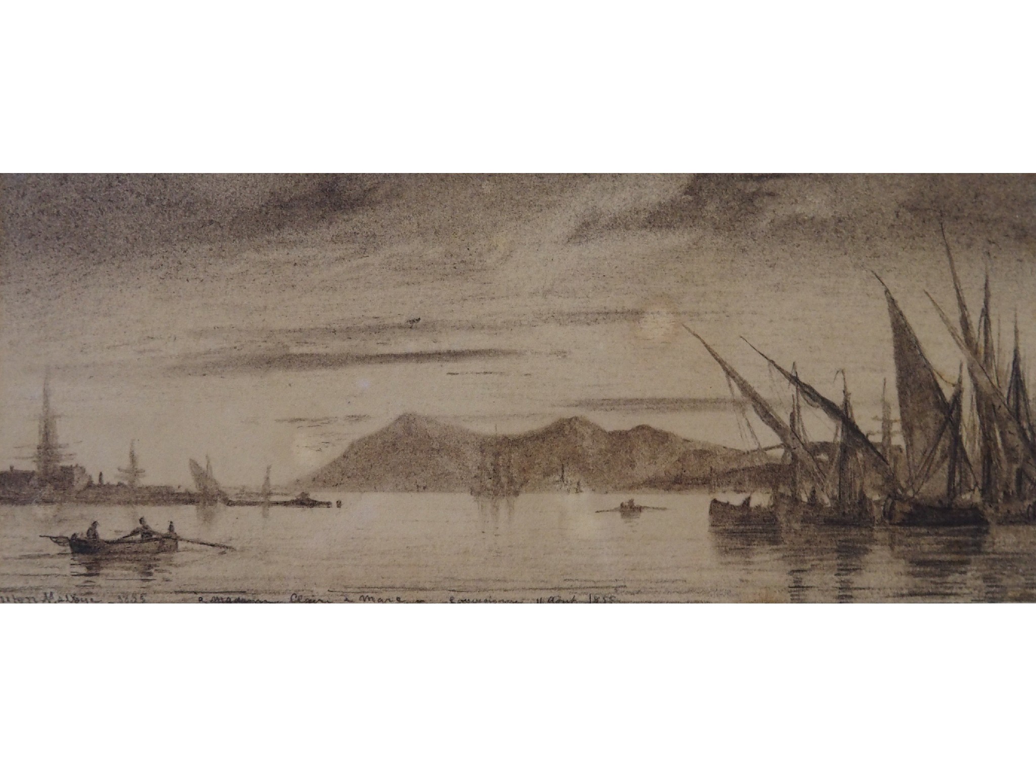 Appraisal: ANTON MELBYE Danish - SAILING VESSELS IN A HARBOURCharcoal and