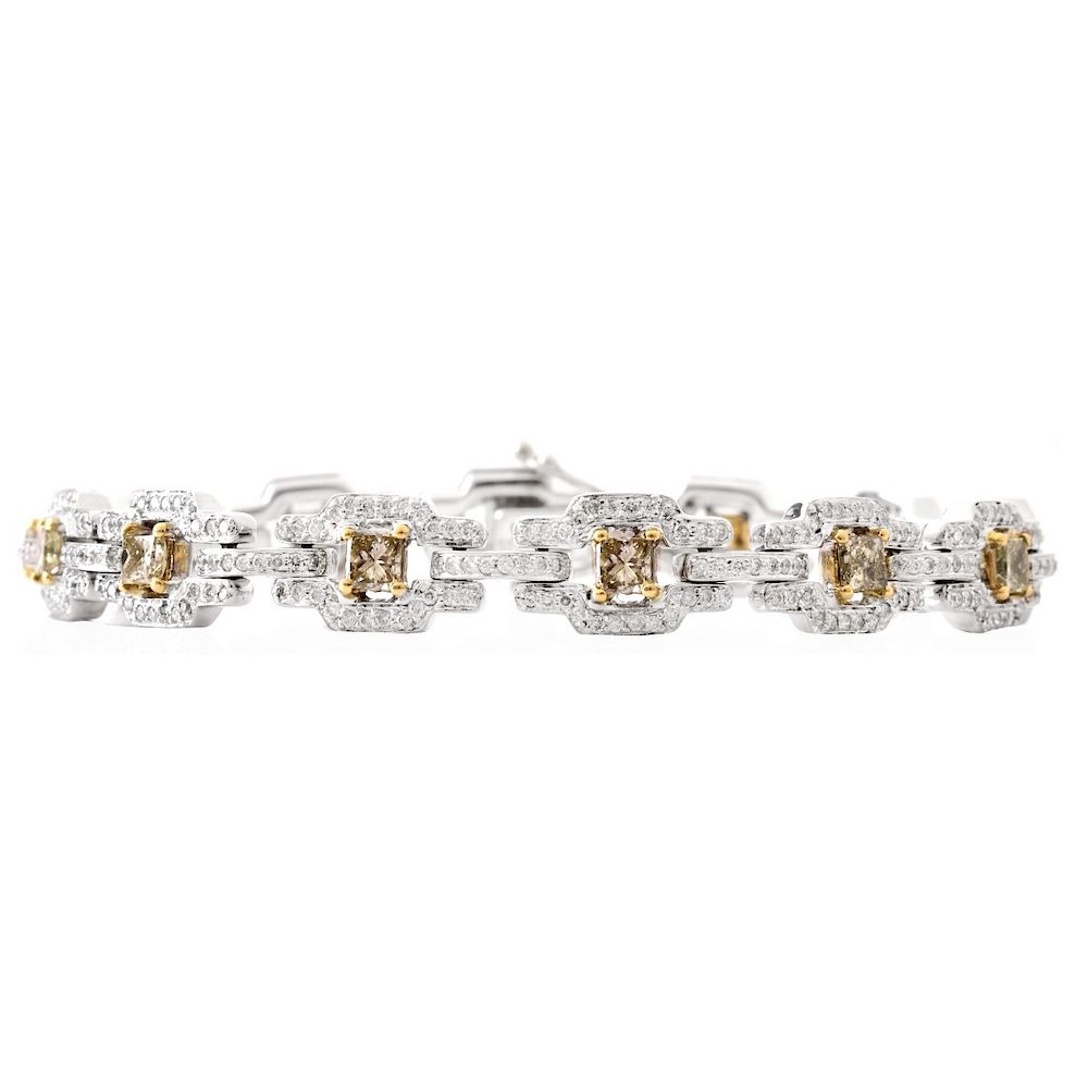 Appraisal: ct TW Diamond and K Gold Bracelet Approx Carat Princess