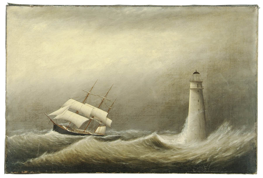 Appraisal: ATTRIBUTED TO CLEMENT DREW American - SHIP SAILING OFF MINOTS