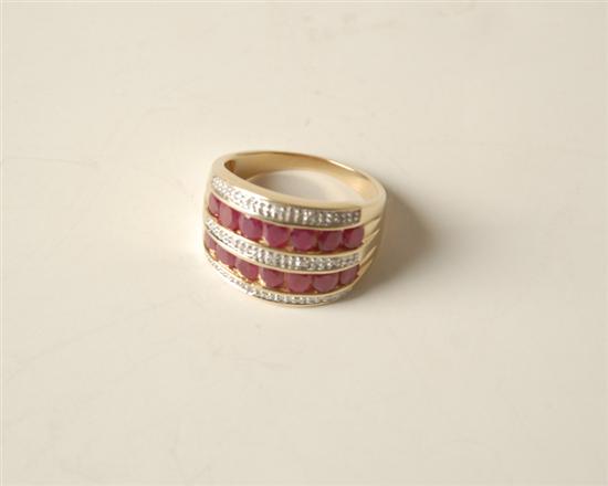 Appraisal: A Gold Diamond and Ruby Ring K marked yellow gold