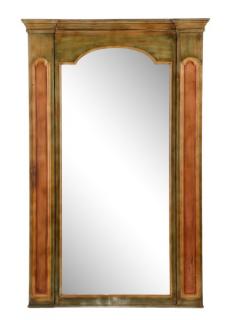 Appraisal: Large Polychromed Paneled Tabernacle Mirror Continental late th century A