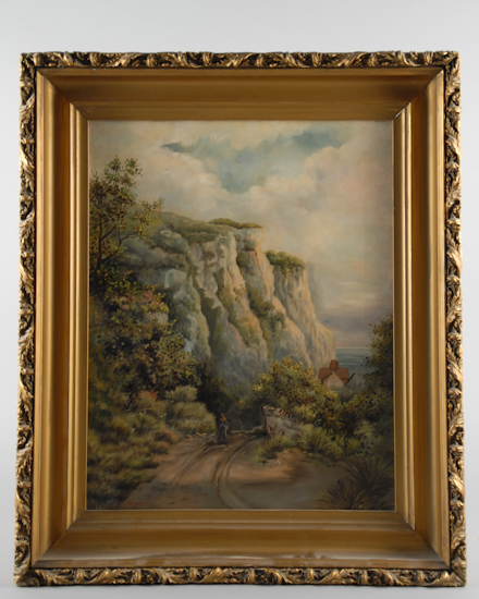 Appraisal: Parker th C A Mountain Landscape with Lady on Path