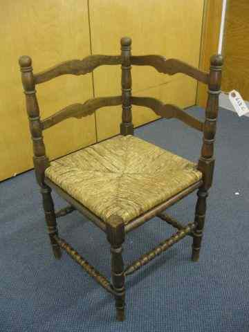 Appraisal: Early Corner Chair rush seat